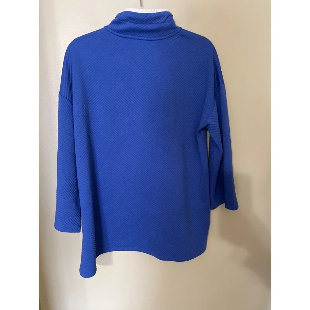 T By Talbots Womens Blue Mock Neck Pullover L
